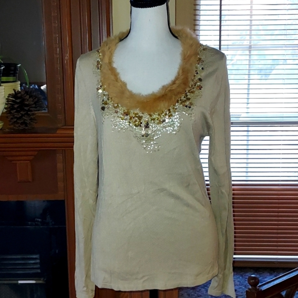 Y2K Fur trimmed sweater by Michelle Nicole